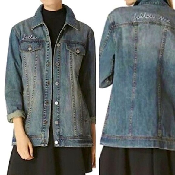 AVEC LES FILLES “Follow Me" Denim Jacket size small - Picture 1 of 6
